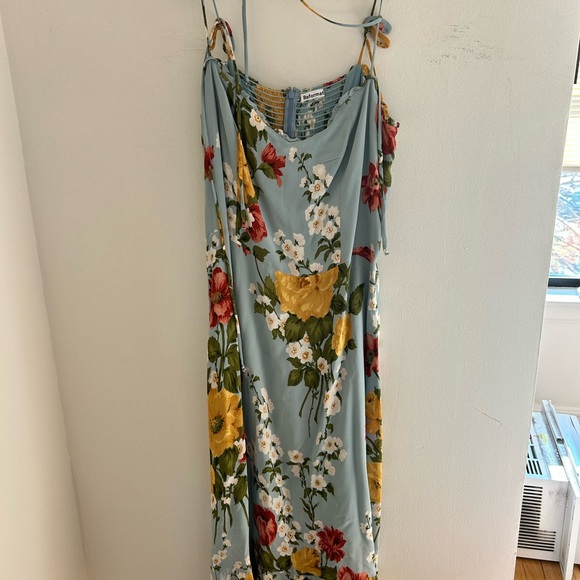 Reformation Enya Floral Dress - Light Blue and Yellow - Picture 2 of 5